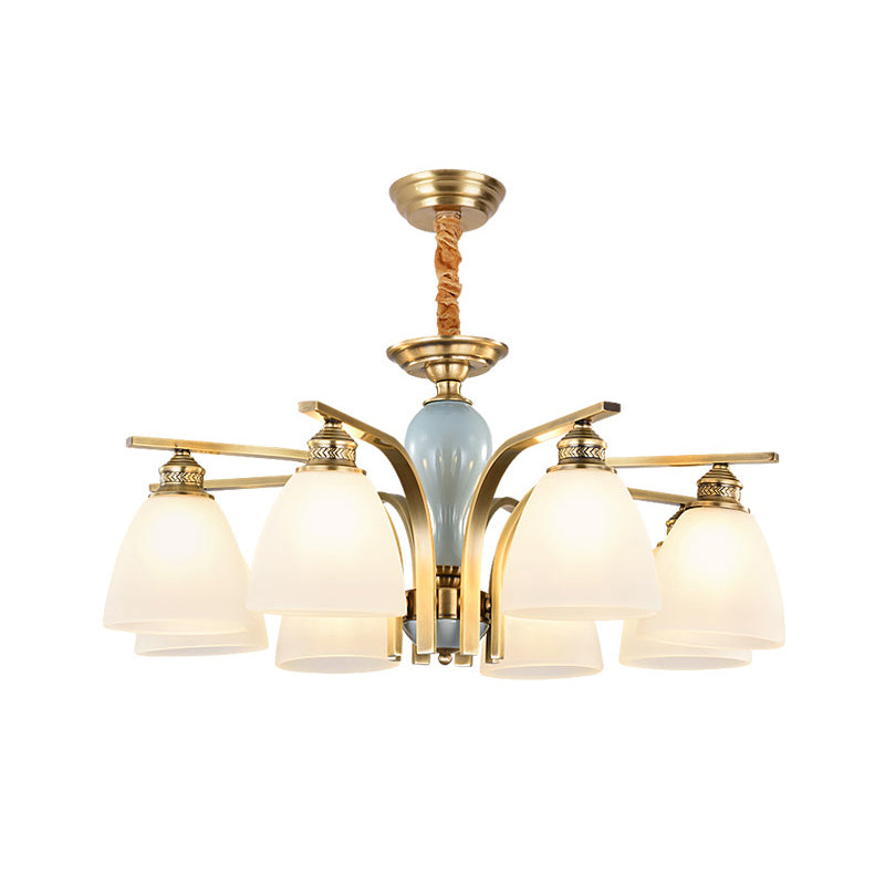Frosted Glass Brass-Blue Chandelier Antique Style Light - Rebooters