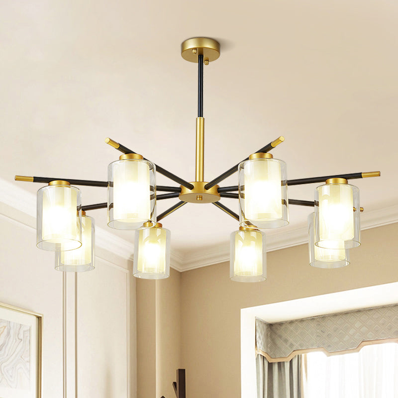 Clear and Frosted Cylinder Suspension Lamp Minimalist Chandelier - Rebooters