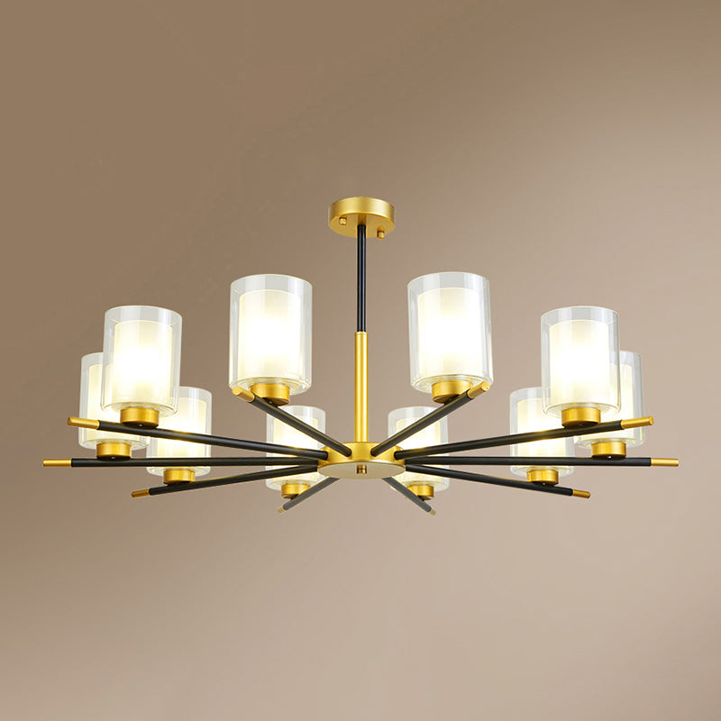 Clear and Frosted Cylinder Suspension Lamp Minimalist Chandelier - Rebooters