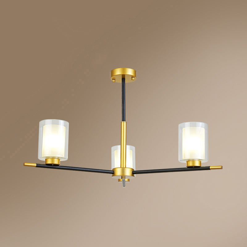 Clear and Frosted Cylinder Suspension Lamp Minimalist Chandelier - Rebooters