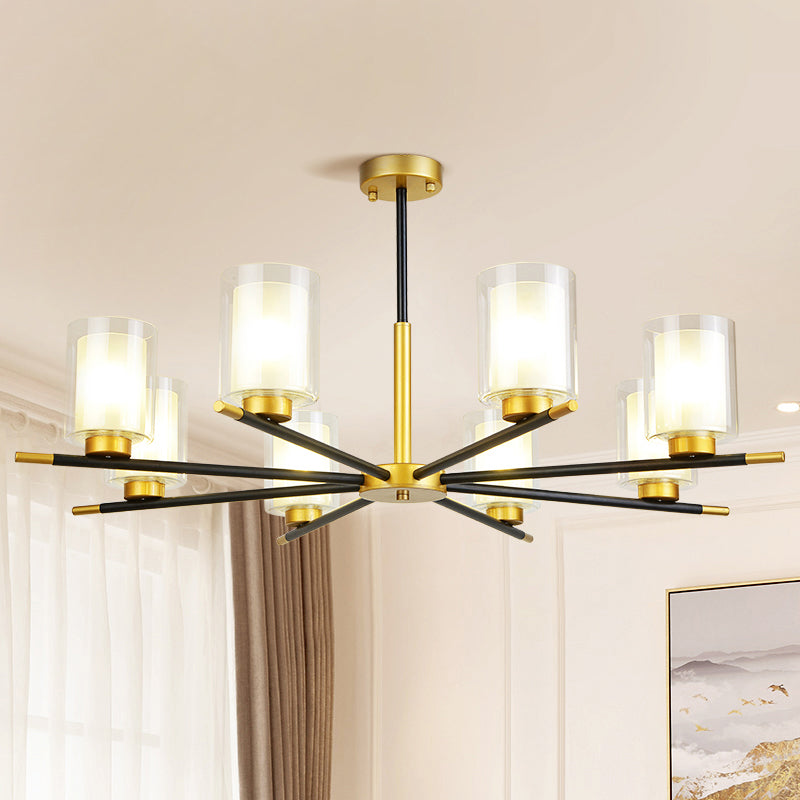 Clear and Frosted Cylinder Suspension Lamp Minimalist Chandelier - Rebooters