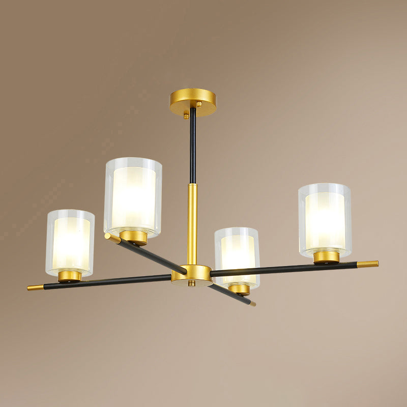Clear and Frosted Cylinder Suspension Lamp Minimalist Chandelier - Rebooters