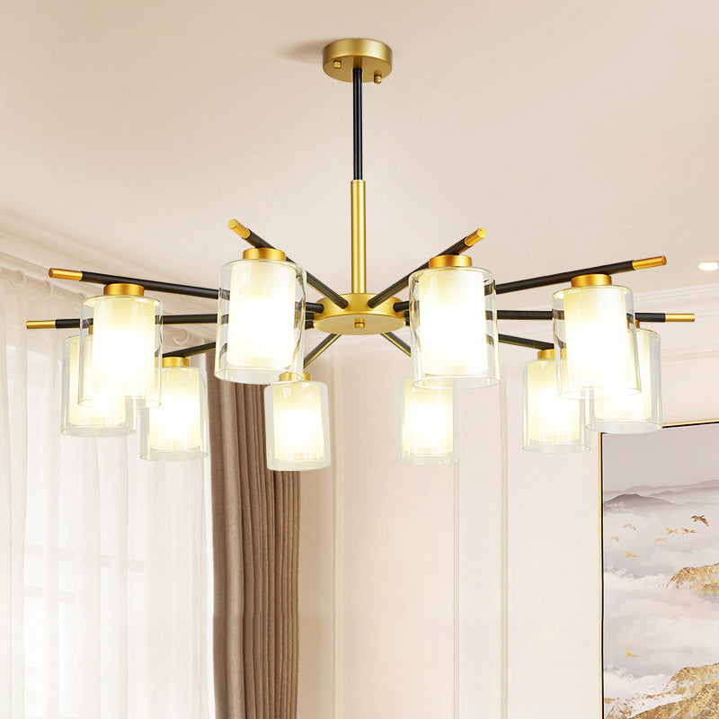 Clear and Frosted Cylinder Suspension Lamp Minimalist Chandelier - Rebooters