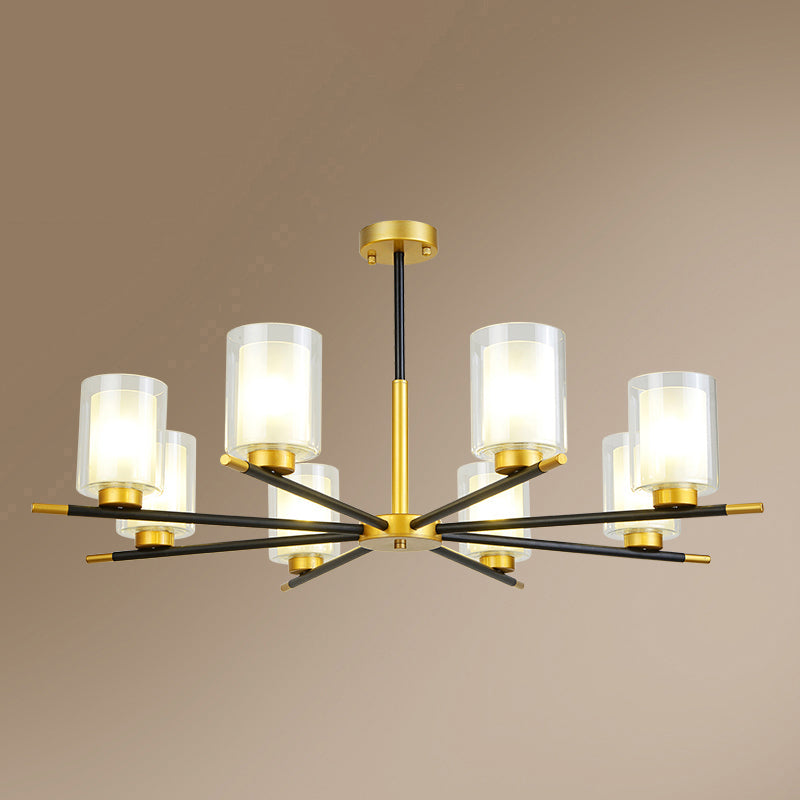 Clear and Frosted Cylinder Suspension Lamp Minimalist Chandelier - Rebooters