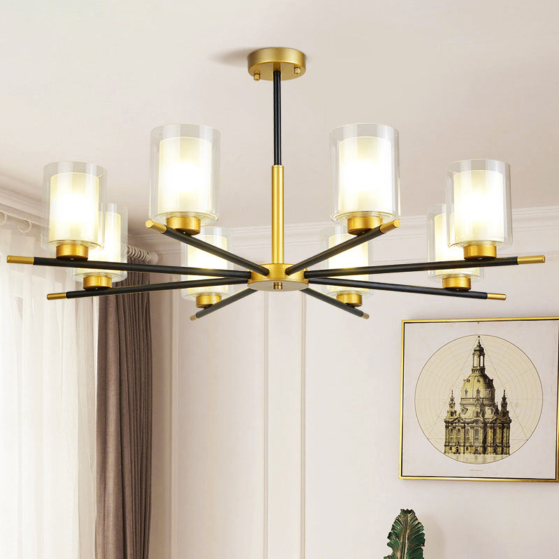 Clear and Frosted Cylinder Suspension Lamp Minimalist Chandelier - Rebooters