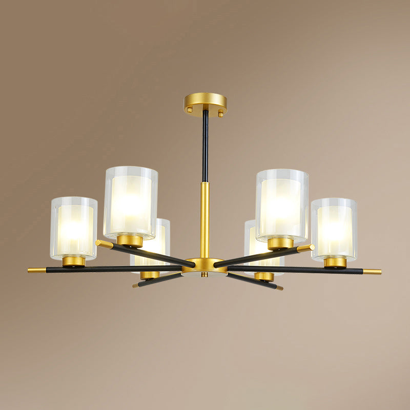 Clear and Frosted Cylinder Suspension Lamp Minimalist Chandelier - Rebooters