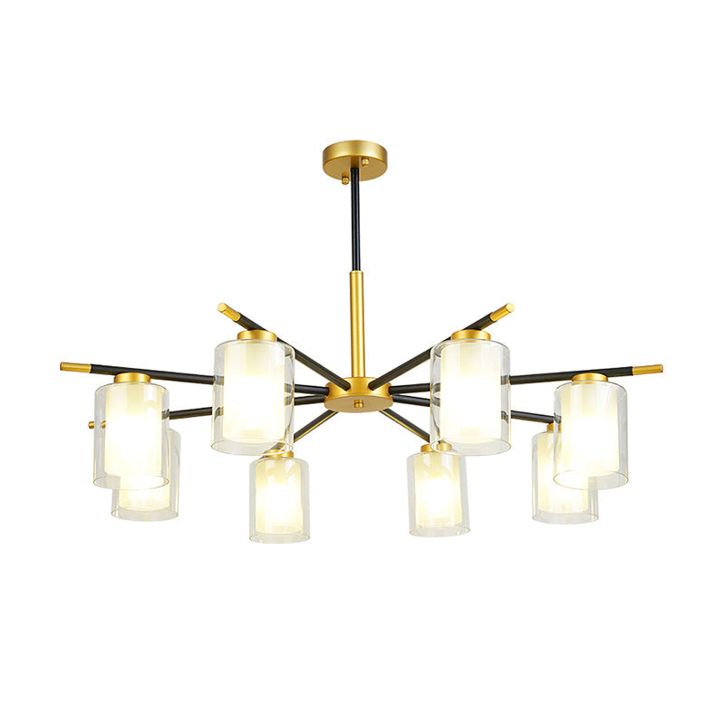 Clear and Frosted Cylinder Suspension Lamp Minimalist Chandelier - Rebooters