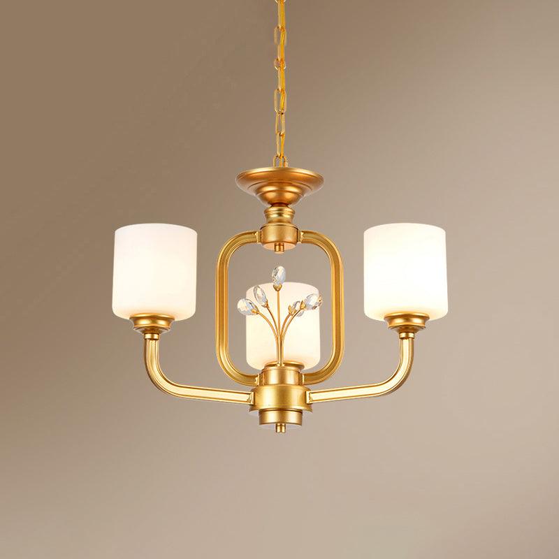 Cylinder Living Room Hanging Pendant Light Vintage Style Milky Glass Chandelier Lamp 25 Inch - Rebooters