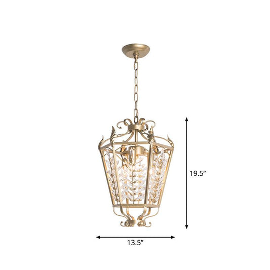 3 Lights Hexagonal Pendant Lighting Rustic Gold Chandelier - Rebooters