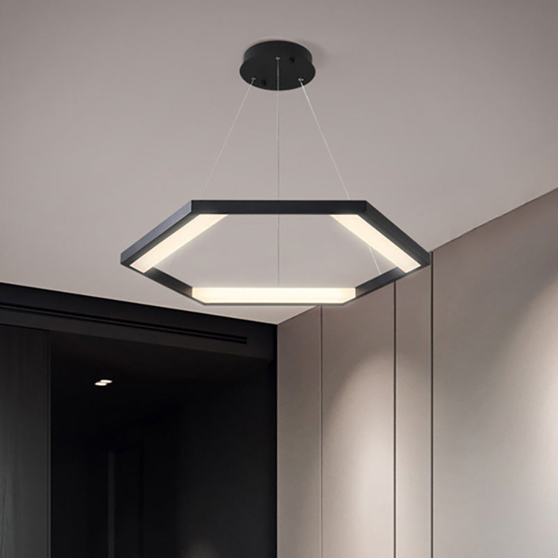 Hexagon Acrylic Chandelier Modernist 1/2/3 Lights Black Led Ceiling Light - Rebooters