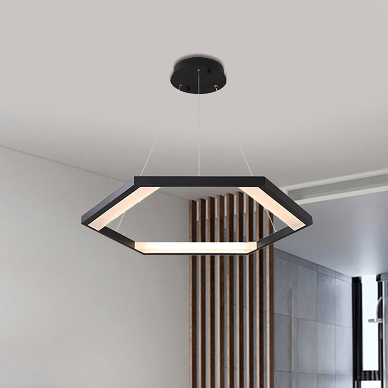 Hexagon Acrylic Chandelier Modernist 1/2/3 Lights Black Led Ceiling Light - Rebooters