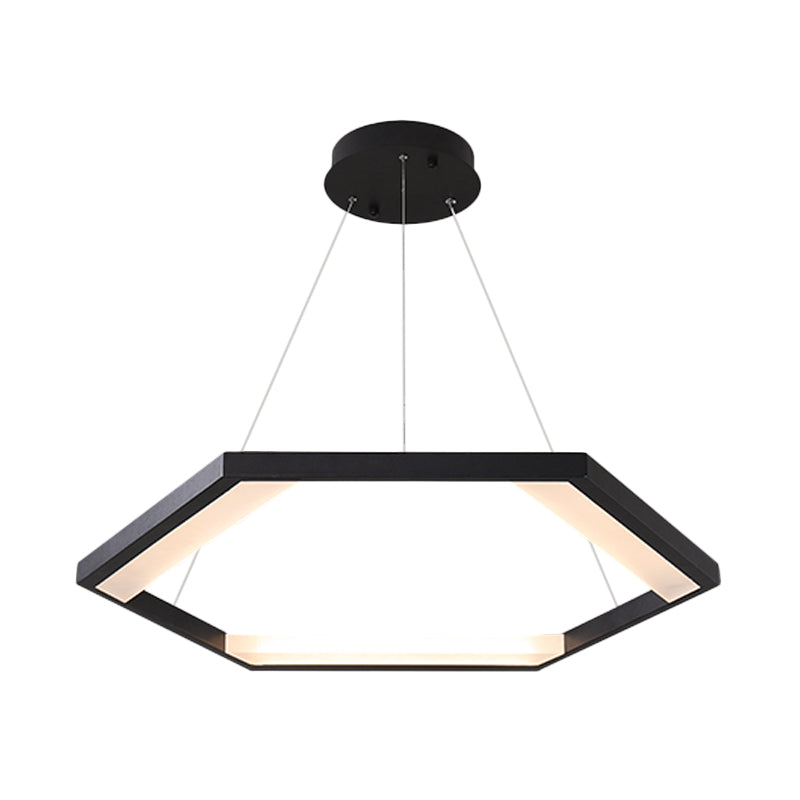 Hexagon Acrylic Chandelier Modernist 1/2/3 Lights Black Led Ceiling Light - Rebooters