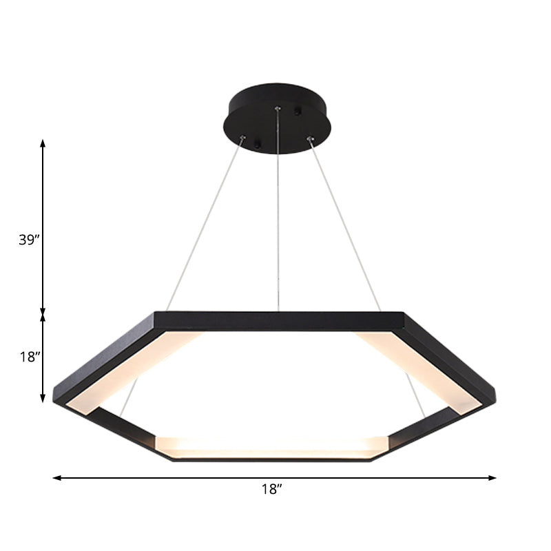 Hexagon Acrylic Chandelier Modernist 1/2/3 Lights Black Led Ceiling Light - Rebooters