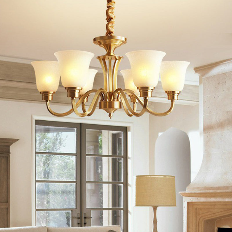 Traditional Flared Up Chandelier Pendant Light Fixture in Brass - Rebooters