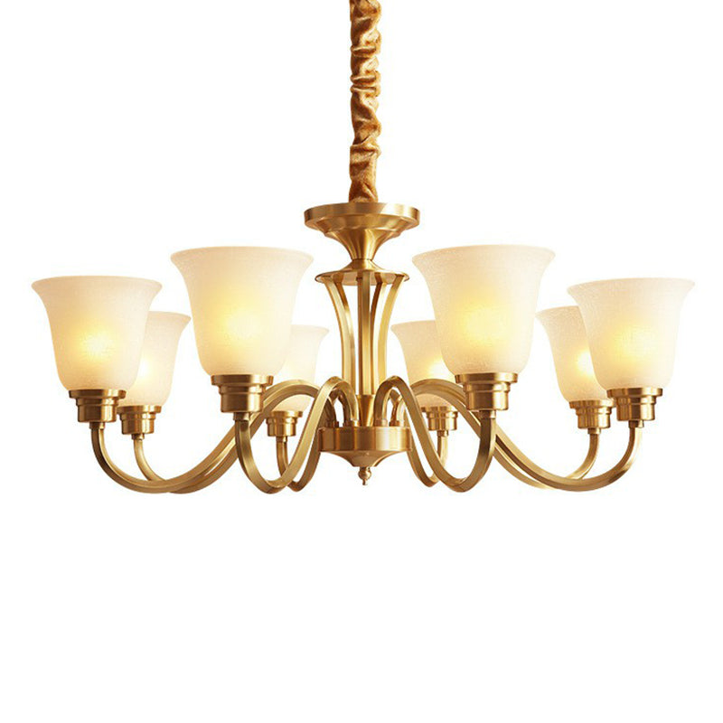 Traditional Flared Up Chandelier Pendant Light Fixture in Brass - Rebooters