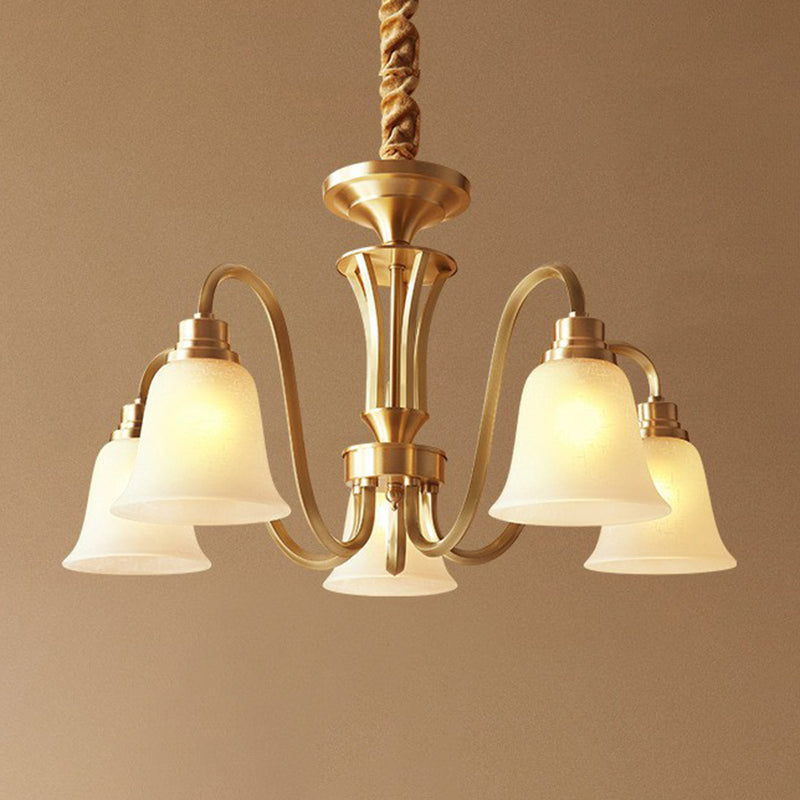 Traditional Flared Up Chandelier Pendant Light Fixture in Brass - Rebooters