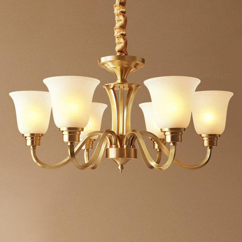 Traditional Flared Up Chandelier Pendant Light Fixture in Brass - Rebooters