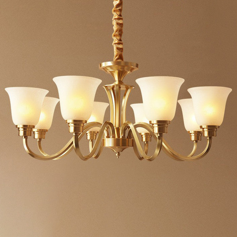 Traditional Flared Up Chandelier Pendant Light Fixture in Brass - Rebooters