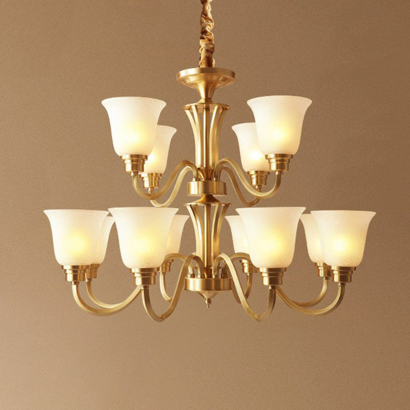 Traditional Flared Up Chandelier Pendant Light Fixture in Brass - Rebooters