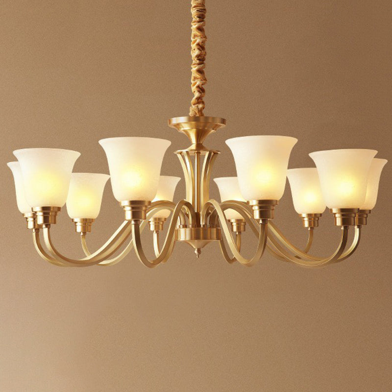 Traditional Flared Up Chandelier Pendant Light Fixture in Brass - Rebooters