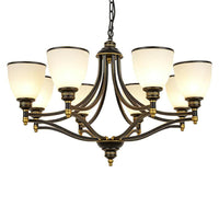 Bell Shaped Chandelier Light Vintage Black Opaline Glass - Rebooters