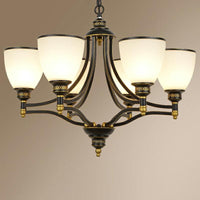 Bell Shaped Chandelier Light Vintage Black Opaline Glass - Rebooters