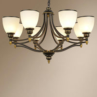 Bell Shaped Chandelier Light Vintage Black Opaline Glass - Rebooters