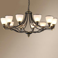Bell Shaped Chandelier Light Vintage Black Opaline Glass - Rebooters
