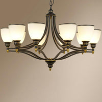 Bell Shaped Chandelier Light Vintage Black Opaline Glass - Rebooters