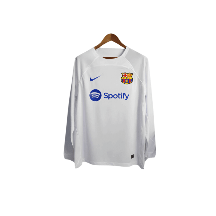 23/24 FC Barcelona White Long Sleeve Away Kit for Fans - Rebooters