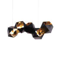 8/12 Heads Multifaceted Metal Chandelier Light Modern Black White Dining Room Pendant Light Fixture - Rebooters