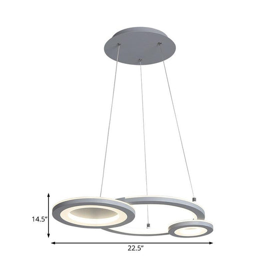 Acrylic Round Chandelier Lighting Modern Led White Grey Pendant Lamp - Rebooters