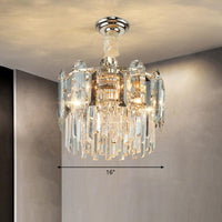 Drum Shaped Pendant Chandelier Contemporary Clear Crystal Fixture - Rebooters