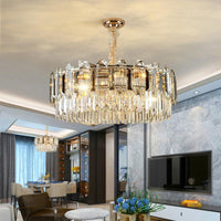 Drum Shaped Pendant Chandelier Contemporary Clear Crystal Fixture - Rebooters
