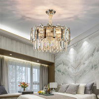 Drum Shaped Pendant Chandelier Contemporary Clear Crystal Fixture - Rebooters