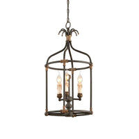 Black 3 Lights Chandelier Lighting Rustic Metal Bird Cage Pendant Lamp - Rebooters