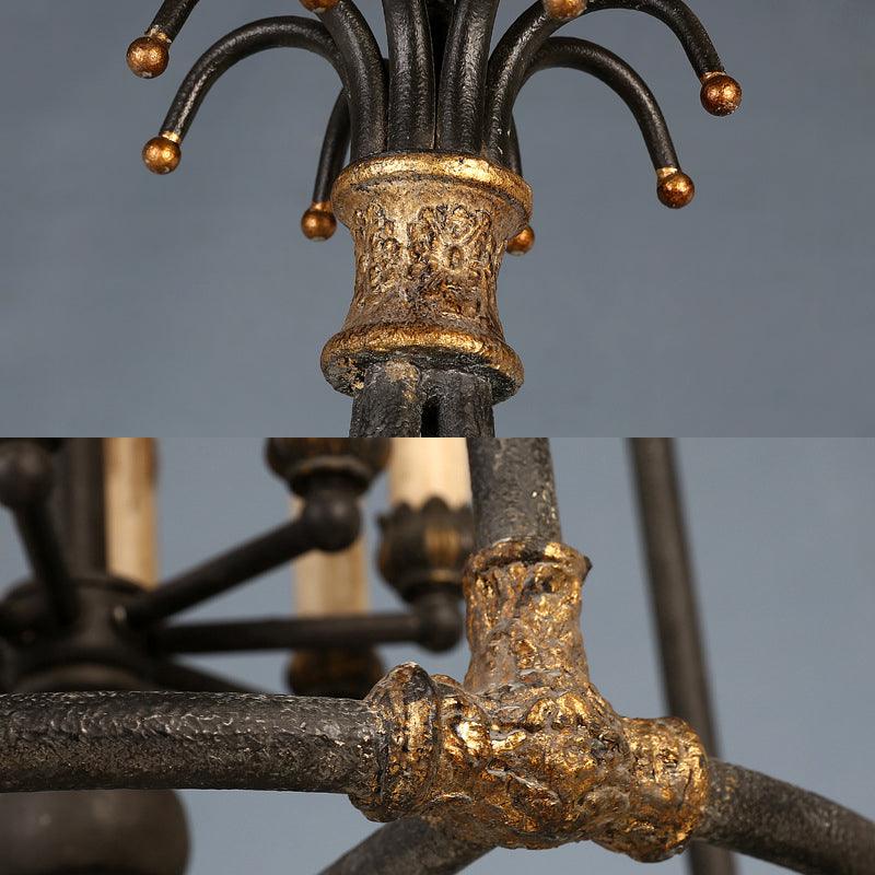 Black 3 Lights Chandelier Lighting Rustic Metal Bird Cage Pendant Lamp - Rebooters