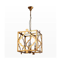4-Light Chandelier Light Antique Restaurant Pendant in Gold - Rebooters