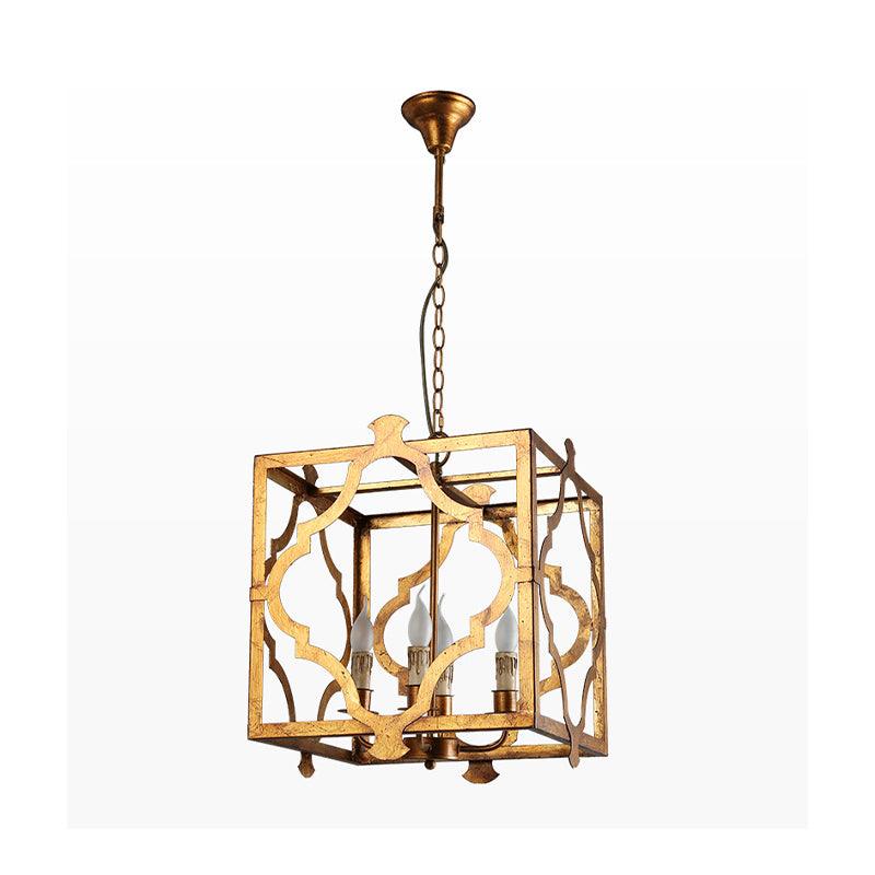 4-Light Chandelier Light Antique Restaurant Pendant in Gold - Rebooters