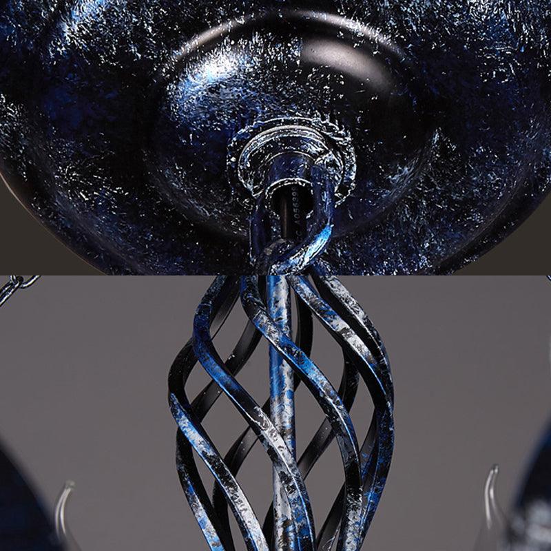 6-Light Wagon Wheel Chandelier Light Traditional Black Metal - Rebooters