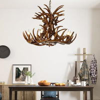 9 Lights Resin Chandelier Lamp Antler Shape Down Lighting - Rebooters