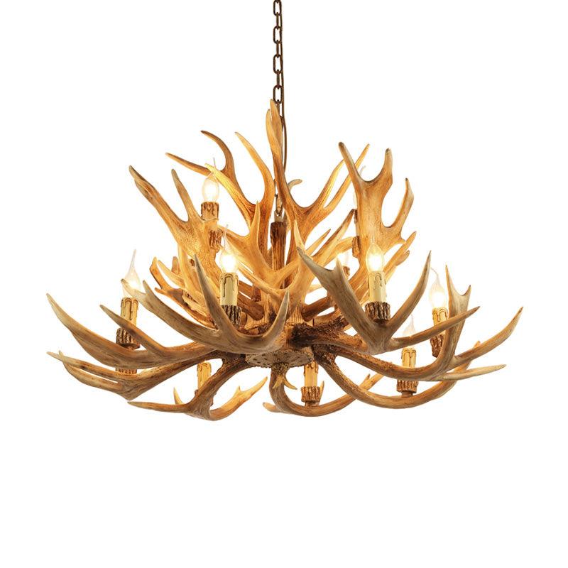 Village Candelabra Hanging Pendant 12 Lights Chandelier Brown - Rebooters