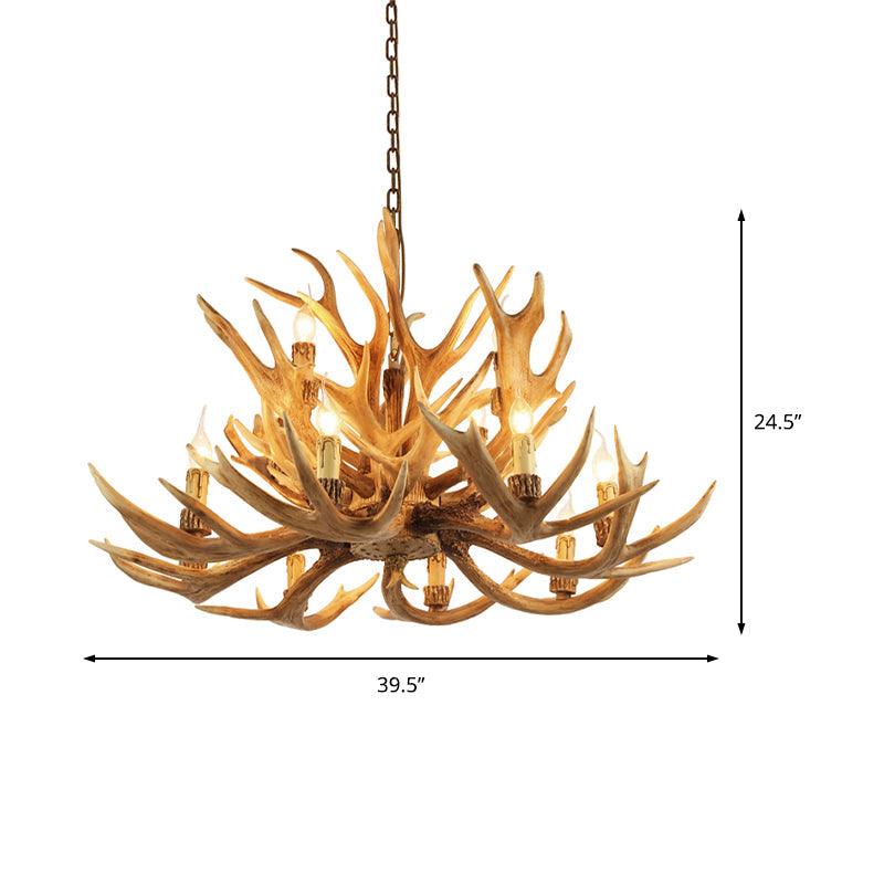 Village Candelabra Hanging Pendant 12 Lights Chandelier Brown - Rebooters