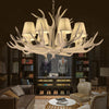 8 Heads Resin Chandelier Rustic Style White Cone Shade Pendant Light - Rebooters