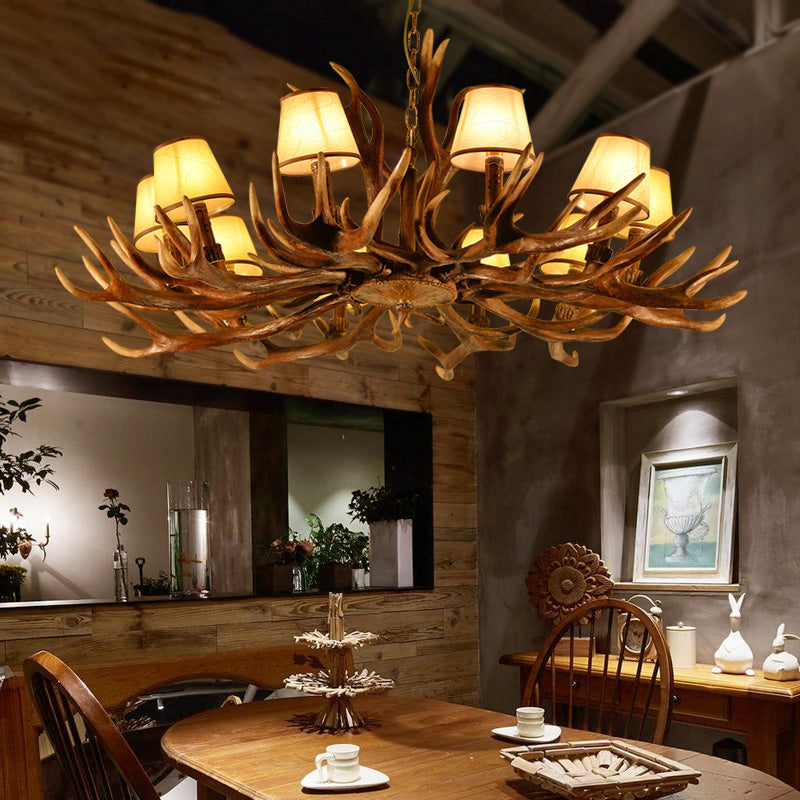 Conical Resin Pendant Lighting Traditional 10-Bulb Chandelier - Rebooters