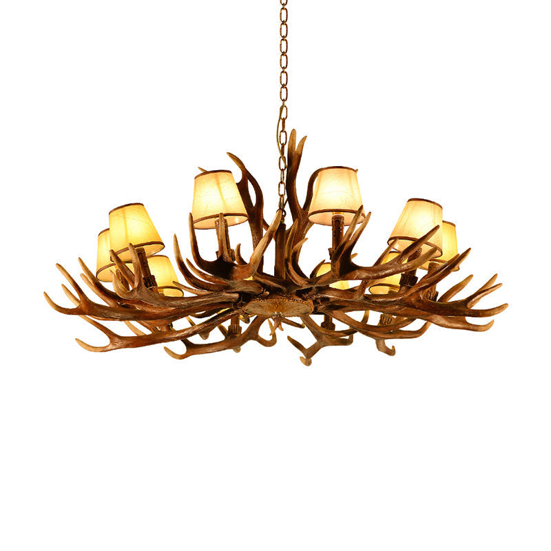 Conical Resin Pendant Lighting Traditional 10-Bulb Chandelier - Rebooters