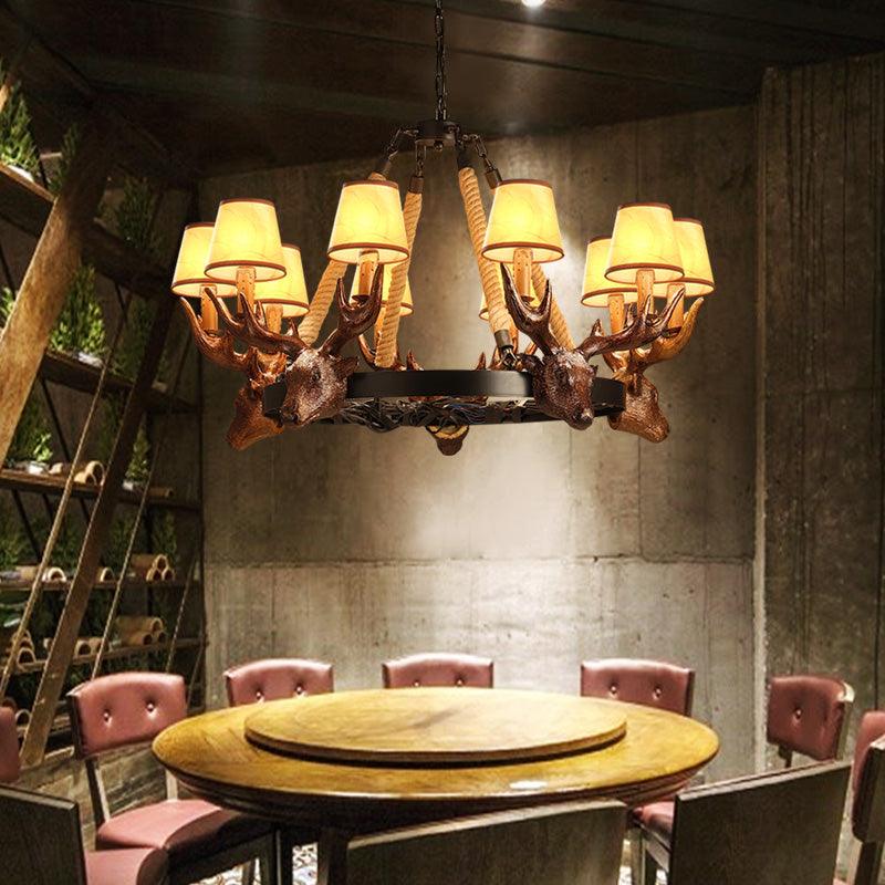 Resin Tapered Shade Chandelier Lamp Rural 10-Head Ceiling Light - Rebooters
