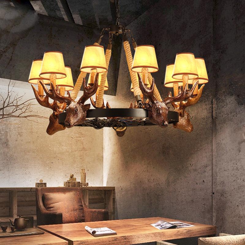 Resin Tapered Shade Chandelier Lamp Rural 10-Head Ceiling Light - Rebooters