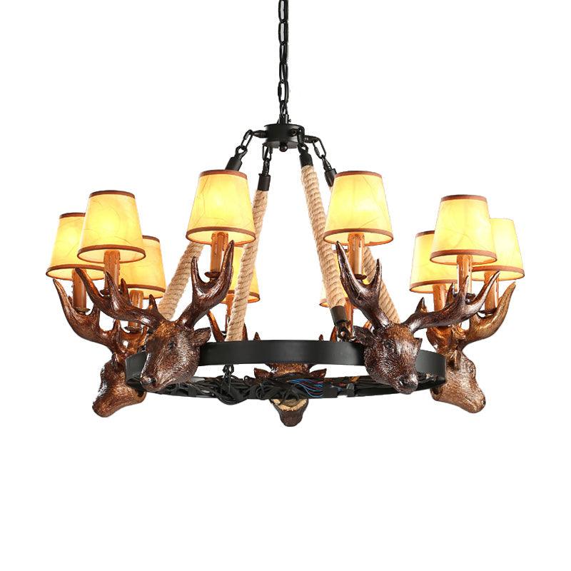 Resin Tapered Shade Chandelier Lamp Rural 10-Head Ceiling Light - Rebooters