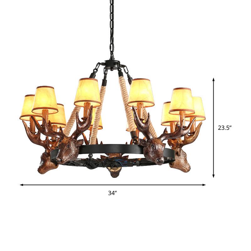Resin Tapered Shade Chandelier Lamp Rural 10-Head Ceiling Light - Rebooters
